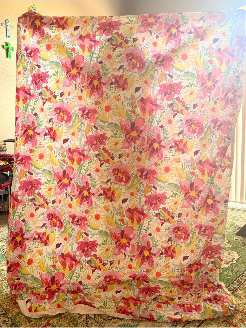 OPALHOUSE 100% Cotton Floral Pink & Yellow Twin Duvet Cover